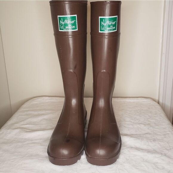 Vintage Brown Gumboots Rain Wellies - Picture 1 of 12